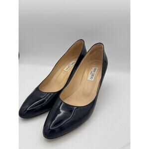 Jimmy Choo "Romy" Navy patent leather heels Sz 41 1/2 US 11.5  fits like 10.5!.